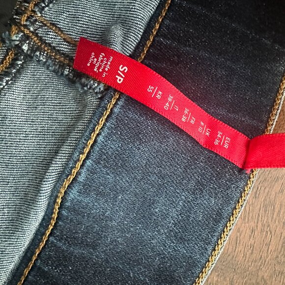 SPANX Wide Leg Cropped Dip Dye Raw Hem Stretch Denim Jeans Size Small - Picture 6 of 7